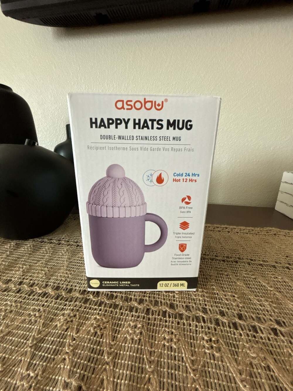 Asobu Happy Hats 12oz Double-Walled Stainless Steel Mug with Ceramic Lining